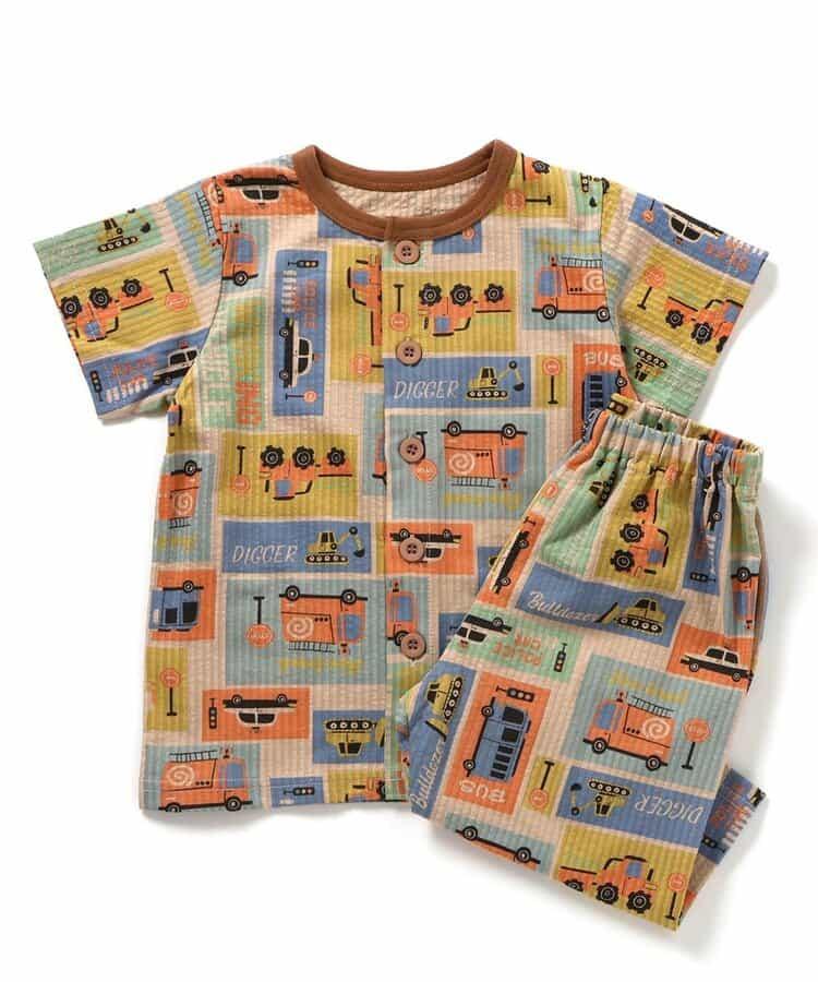 動感車輛圖案開衩睡衣