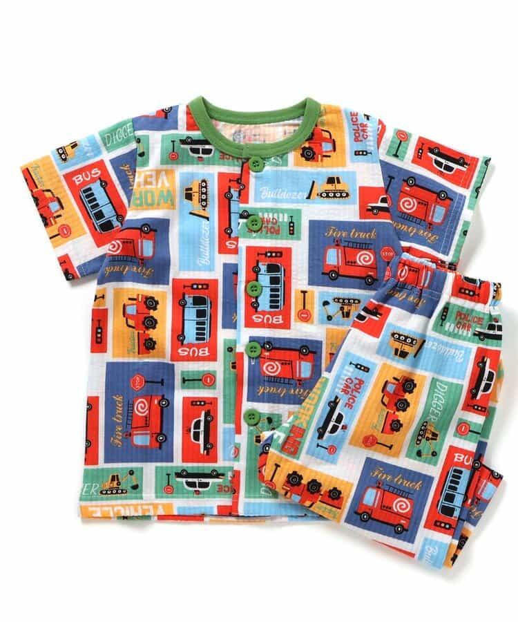 動感車輛圖案開衩睡衣