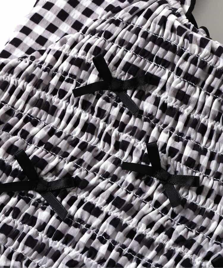 絲帶·櫻桃圖案荷葉邊分體泳衣