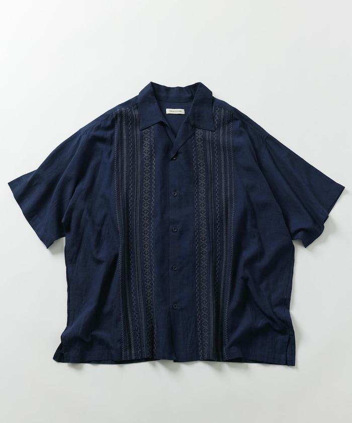 Relax Fit 舒適版 麻混織 設計刺繡 古巴襯衫 【限定推出】