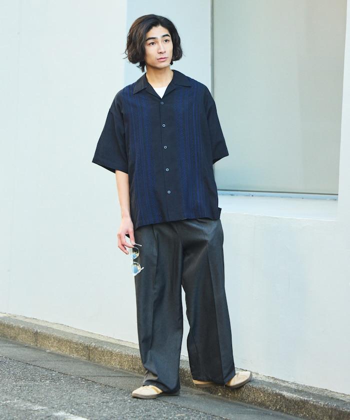 Relax Fit 舒適版 麻混織 設計刺繡 古巴襯衫 【限定推出】