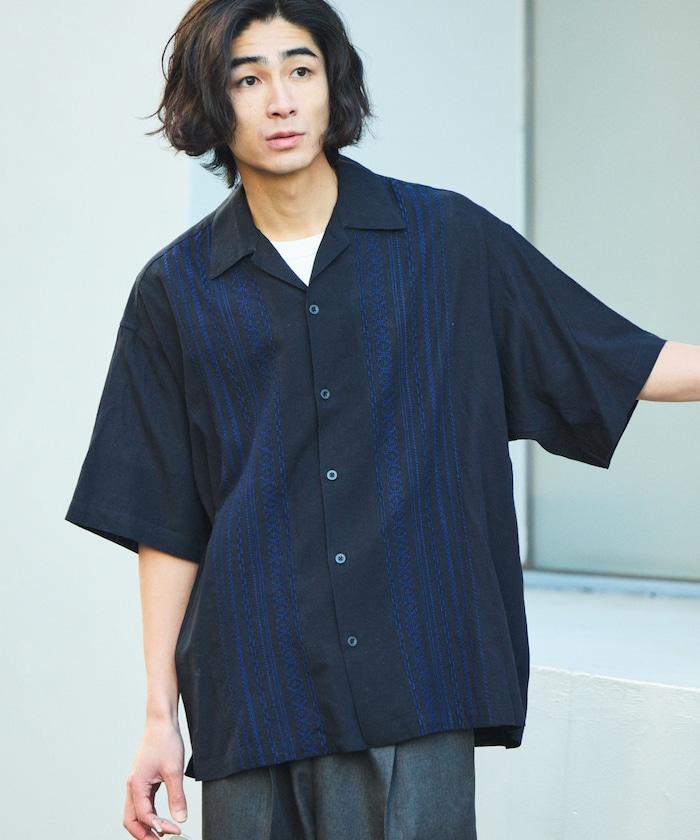 Relax Fit 舒適版 麻混織 設計刺繡 古巴襯衫 【限定推出】