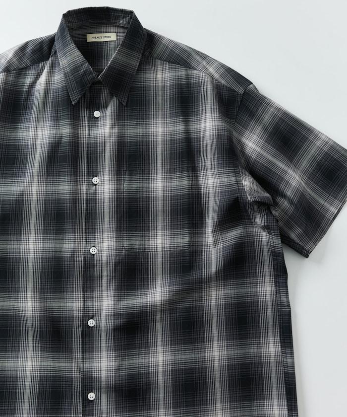 大尺寸 短袖 漸變格子 襯衫