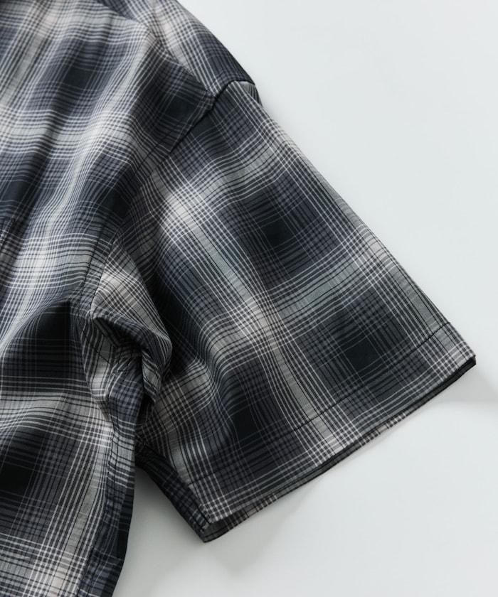 大尺寸 短袖 漸變格子 襯衫