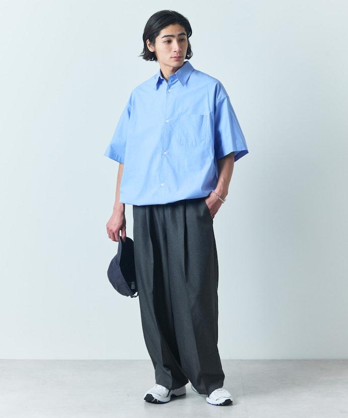 寬鬆剪裁 長領 短袖 襯衫