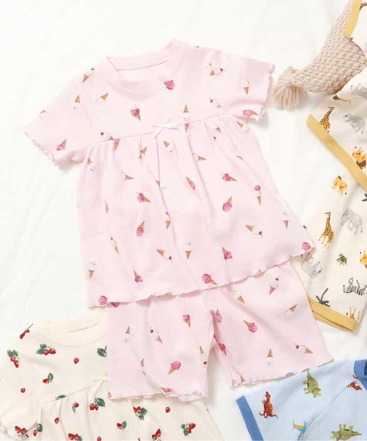 草莓冰淇淋圖案華夫餅睡衣