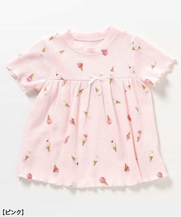 草莓冰淇淋圖案華夫餅睡衣