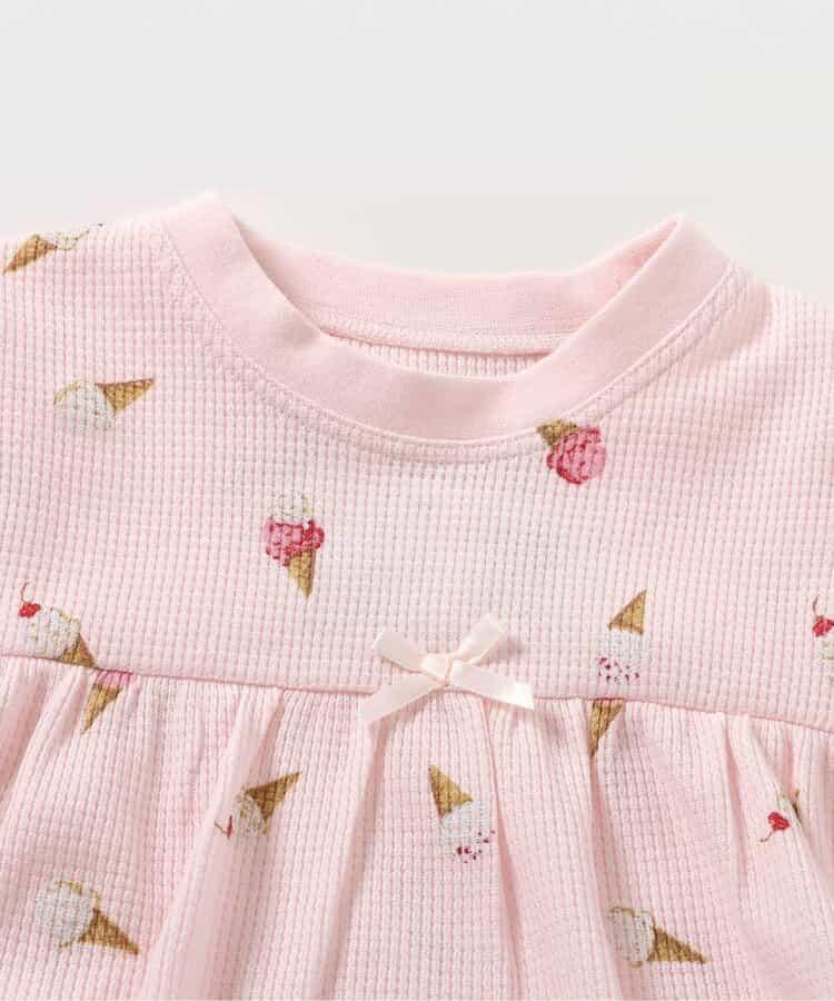 草莓冰淇淋圖案華夫餅睡衣