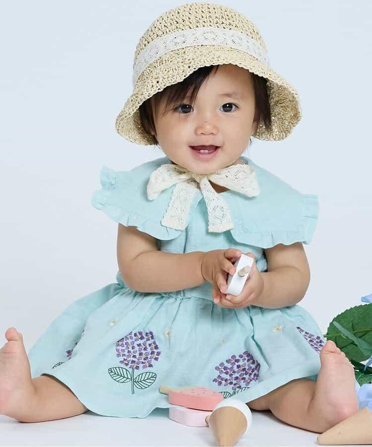 【連衣裙】繡花繡球嬰兒連體衣