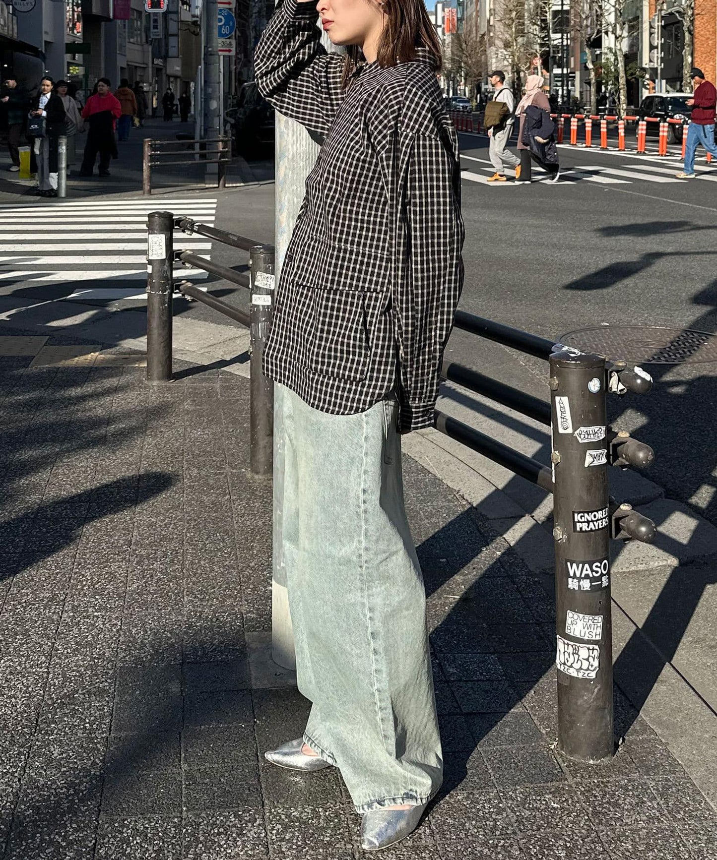 大口袋格子襯衫