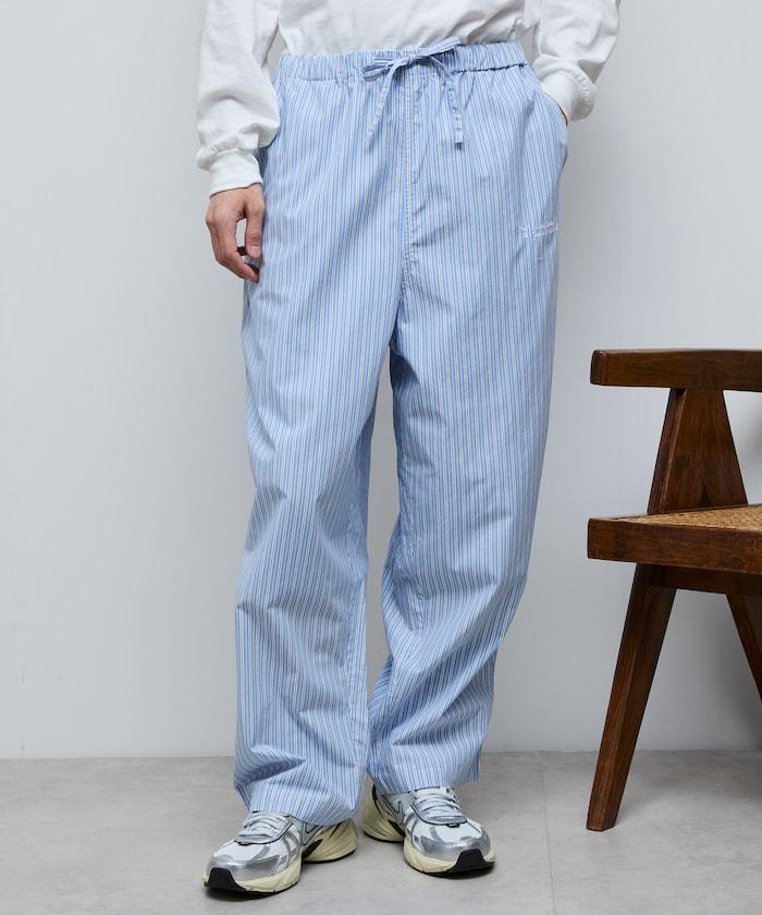 BASIC標誌刺繡條紋休閒褲