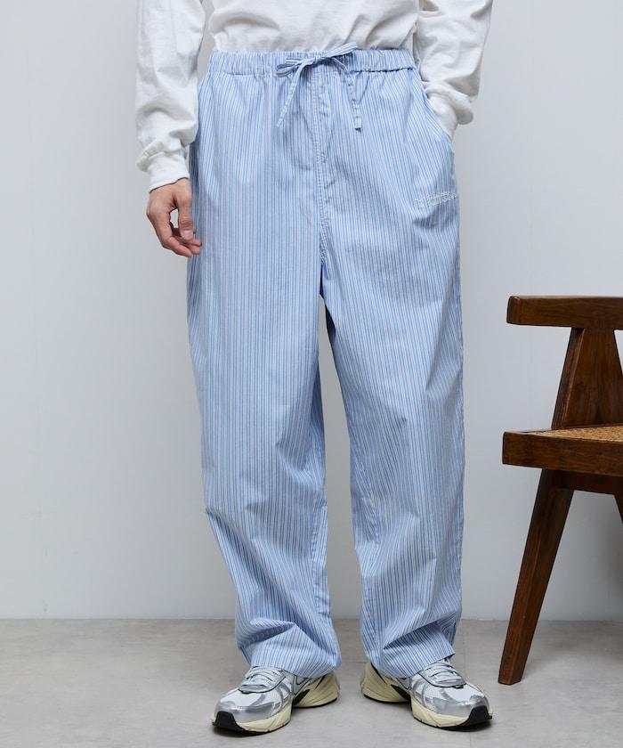 BASIC標誌刺繡條紋休閒褲