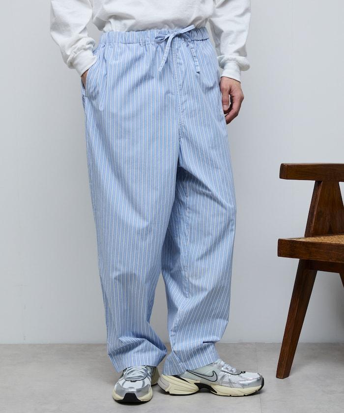 BASIC標誌刺繡條紋休閒褲
