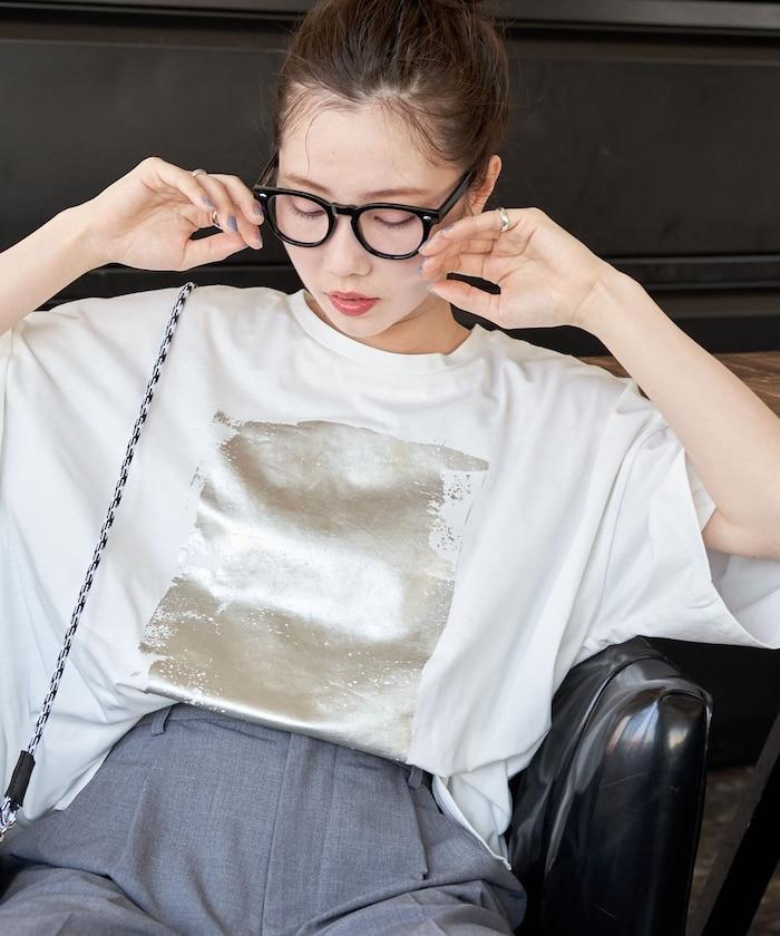 箔印圖案 大尺寸 短袖襯衫