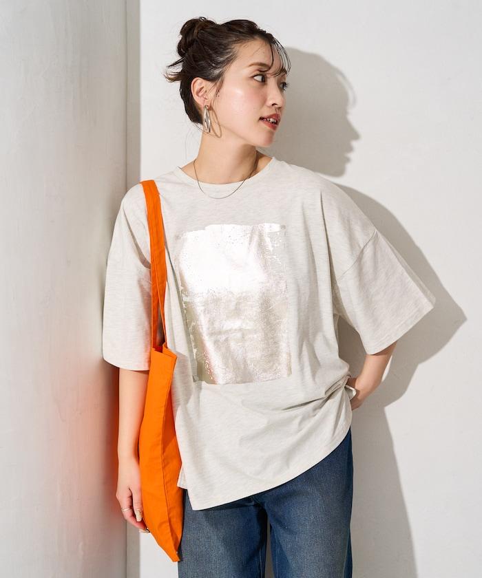 箔印圖案 大尺寸 短袖襯衫