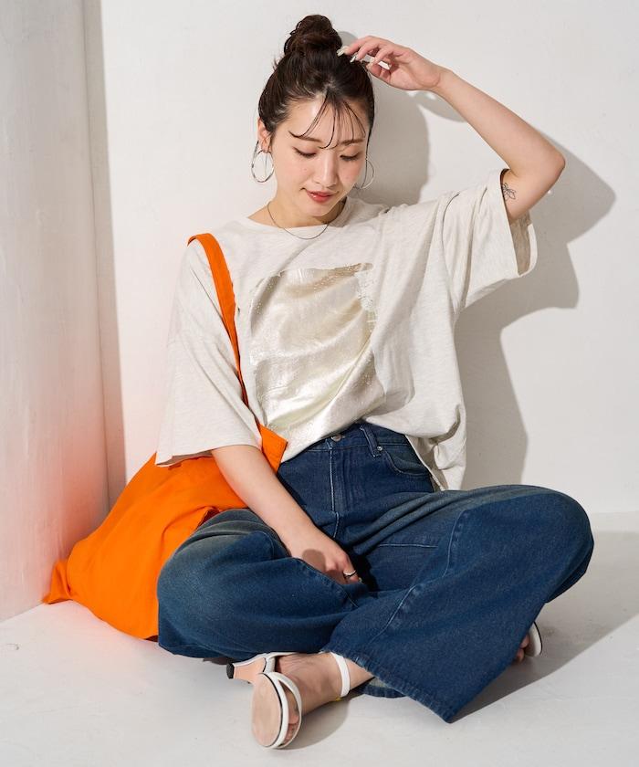 箔印圖案 大尺寸 短袖襯衫