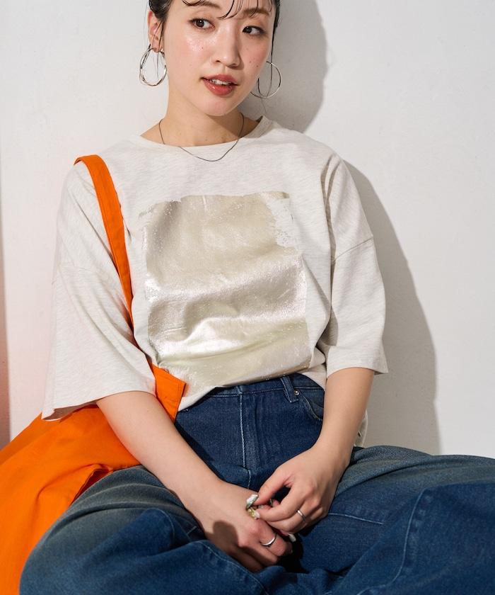 箔印圖案 大尺寸 短袖襯衫