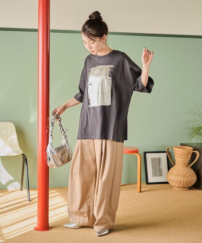 箔印圖案 大尺寸 短袖襯衫