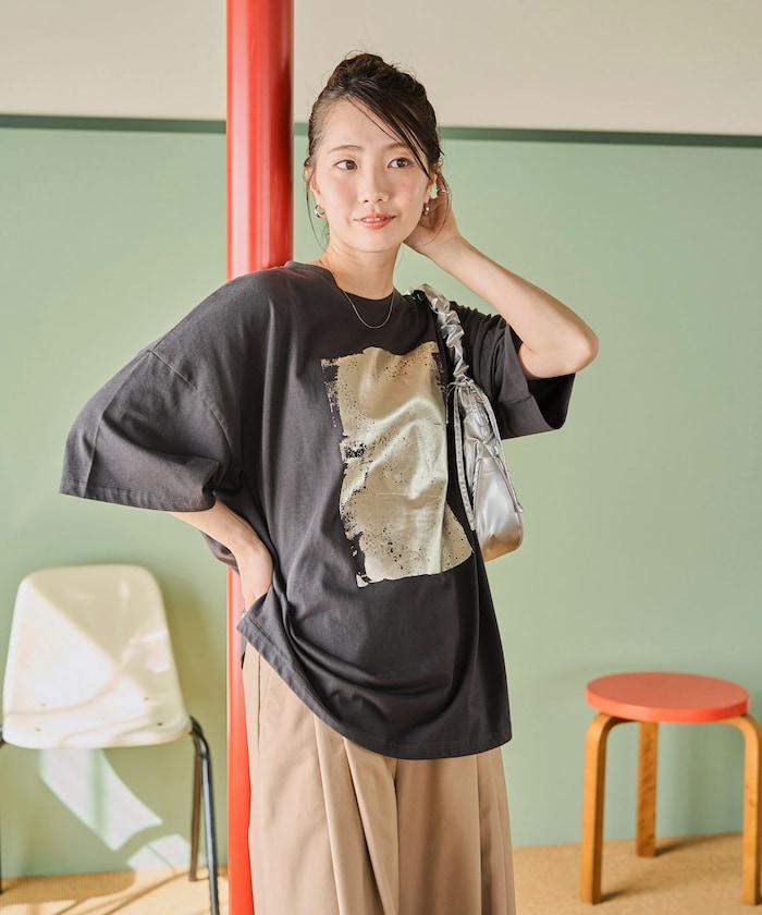 箔印圖案 大尺寸 短袖襯衫