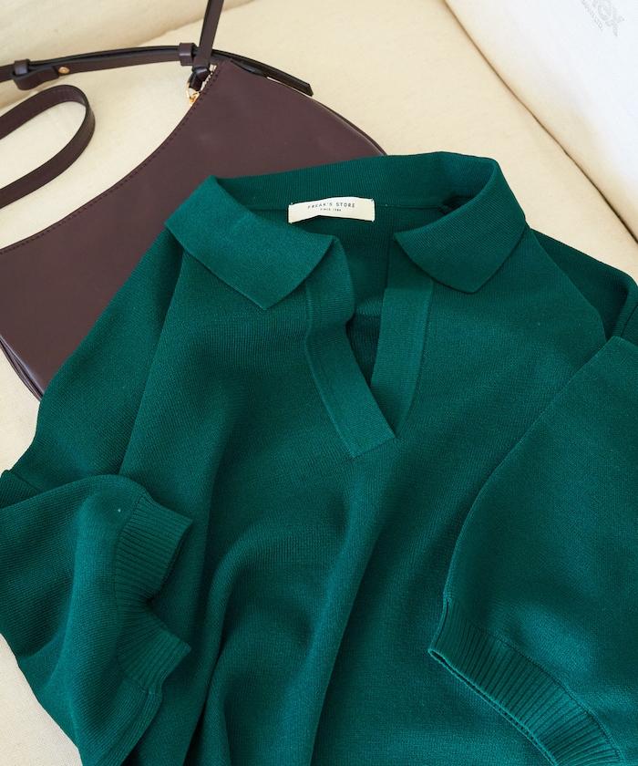 短袖 翻領 領帶 闊脖 夏季針織衫【限定推出】