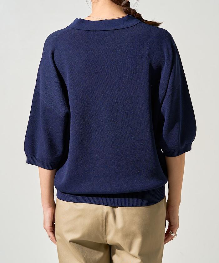 短袖 翻領 領帶 闊脖 夏季針織衫【限定推出】