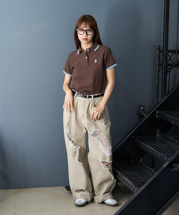 聯名 線條設計一點刺繡Polo衫