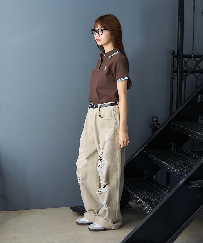 聯名 線條設計一點刺繡Polo衫