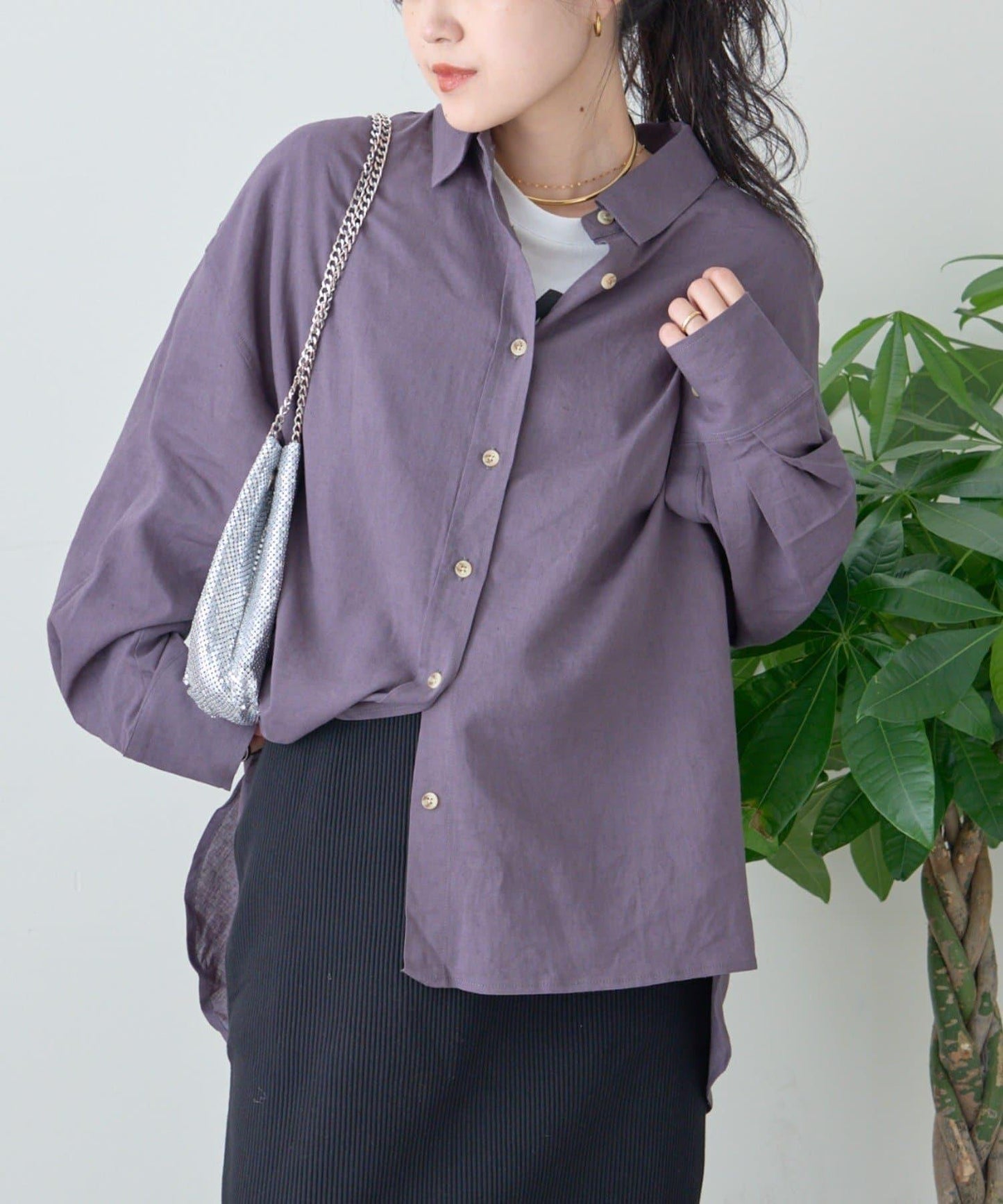 【限定】亞麻混紡常規襯衫