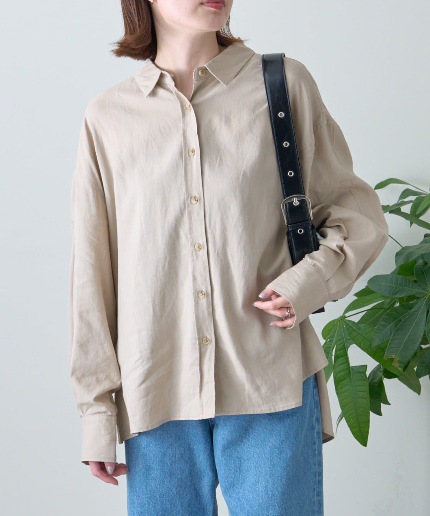 【限定】亞麻混紡常規襯衫