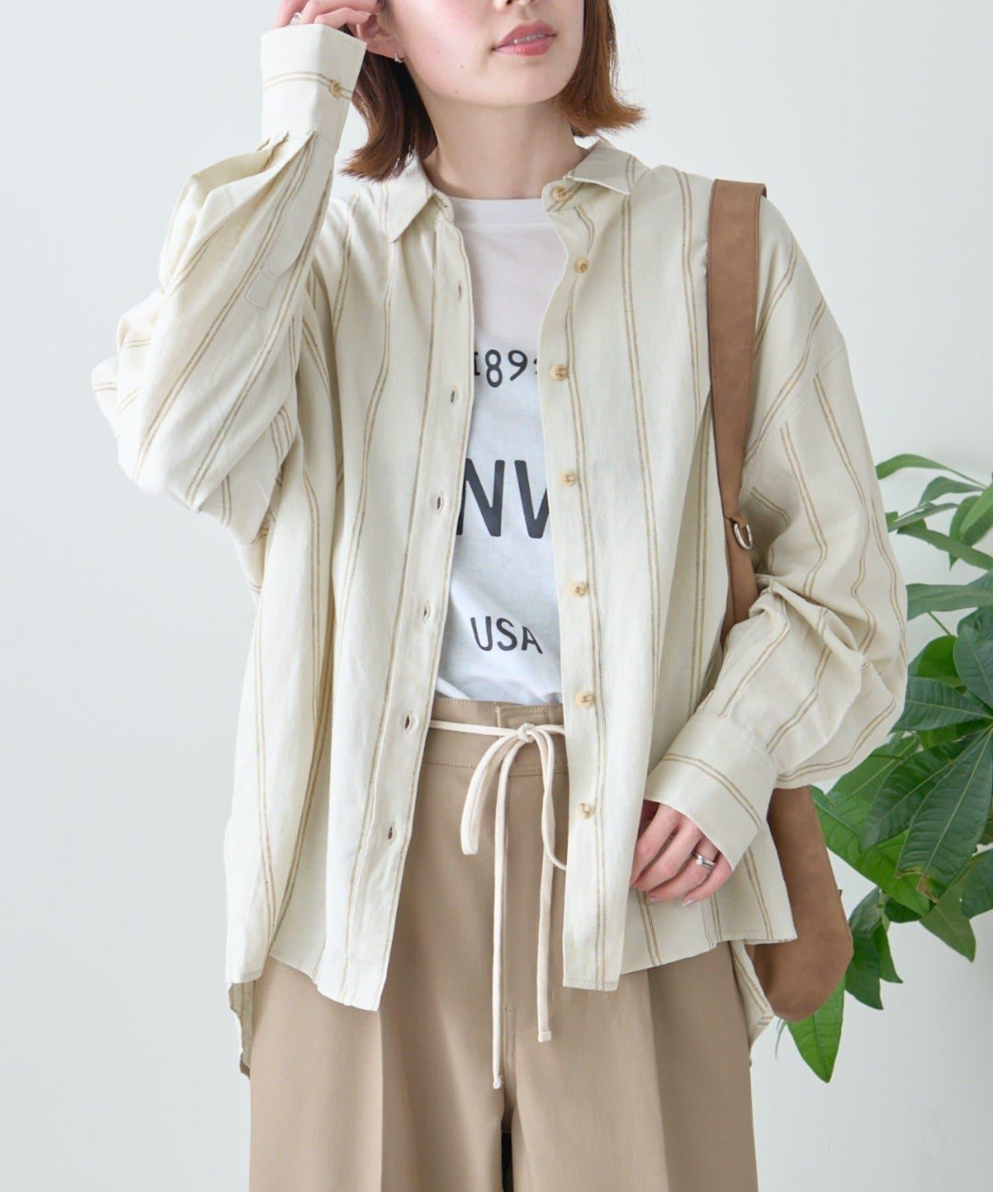 【限定】亞麻混紡常規襯衫