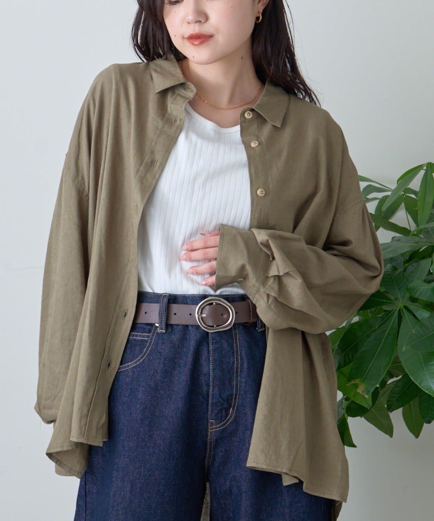 【限定】亞麻混紡常規襯衫