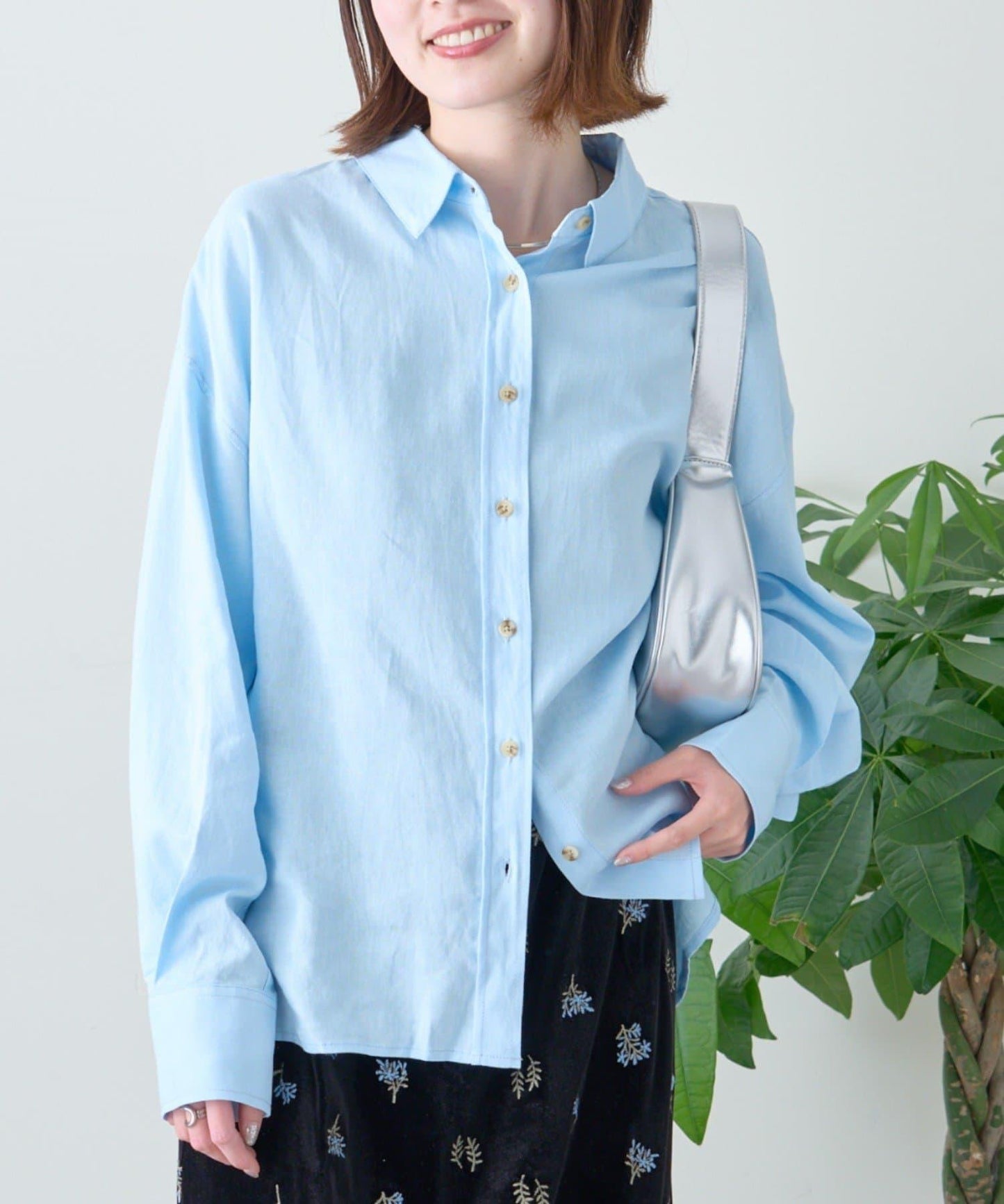 【限定】亞麻混紡常規襯衫