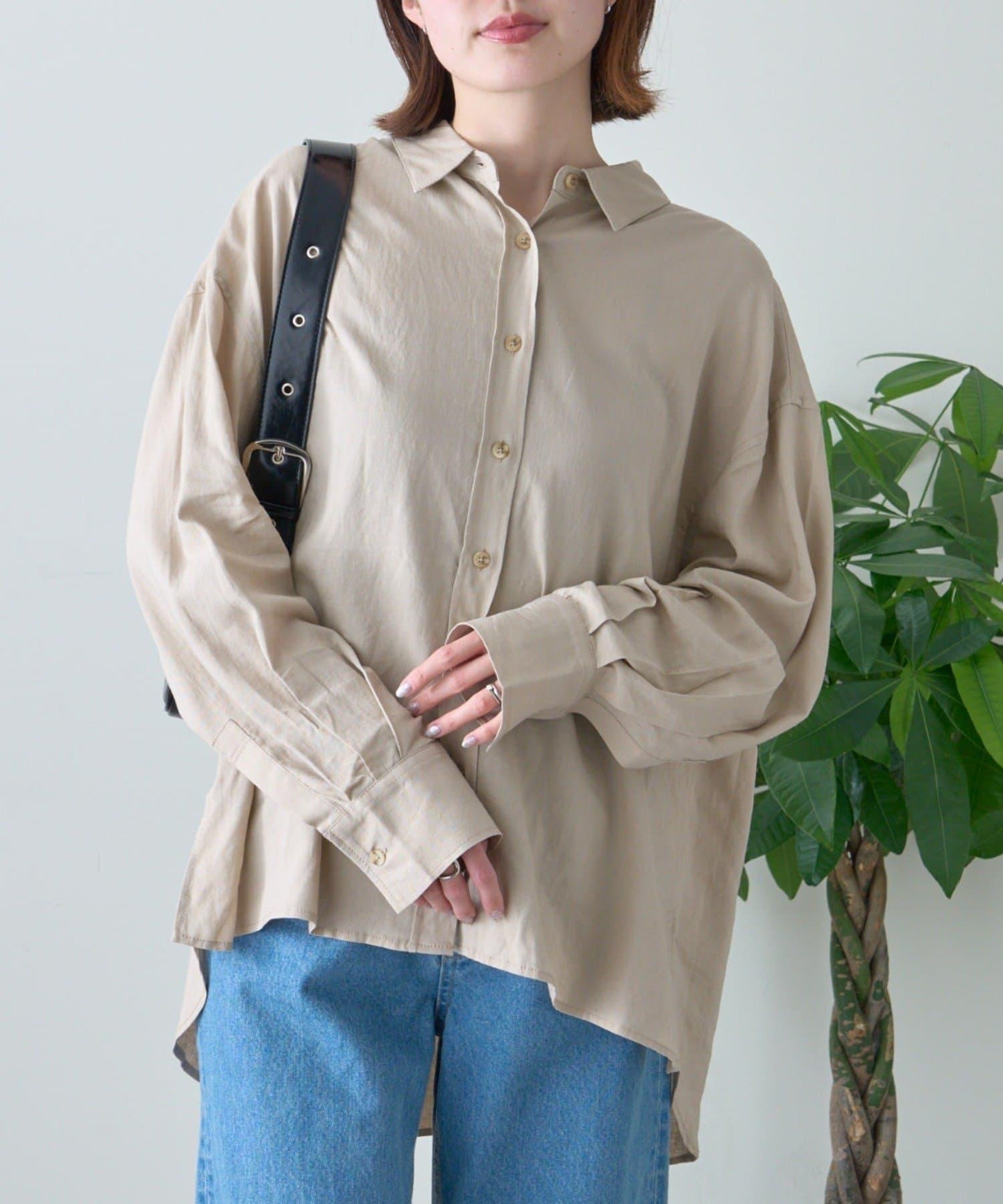 【限定】亞麻混紡常規襯衫