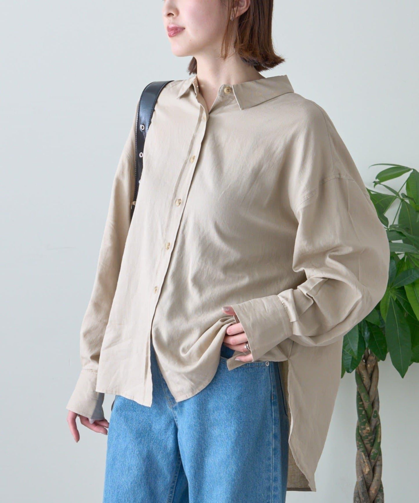 【限定】亞麻混紡常規襯衫