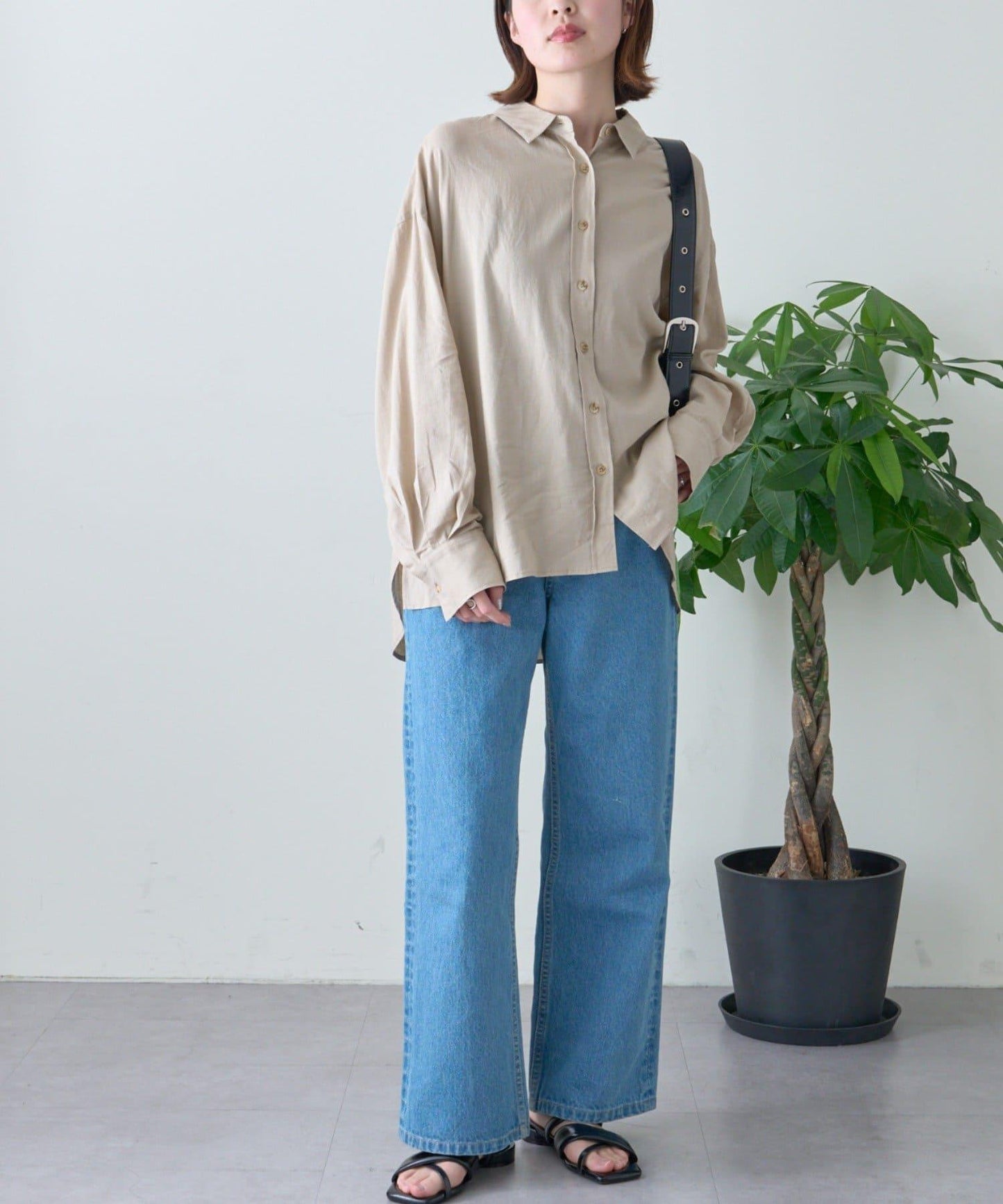 【限定】亞麻混紡常規襯衫