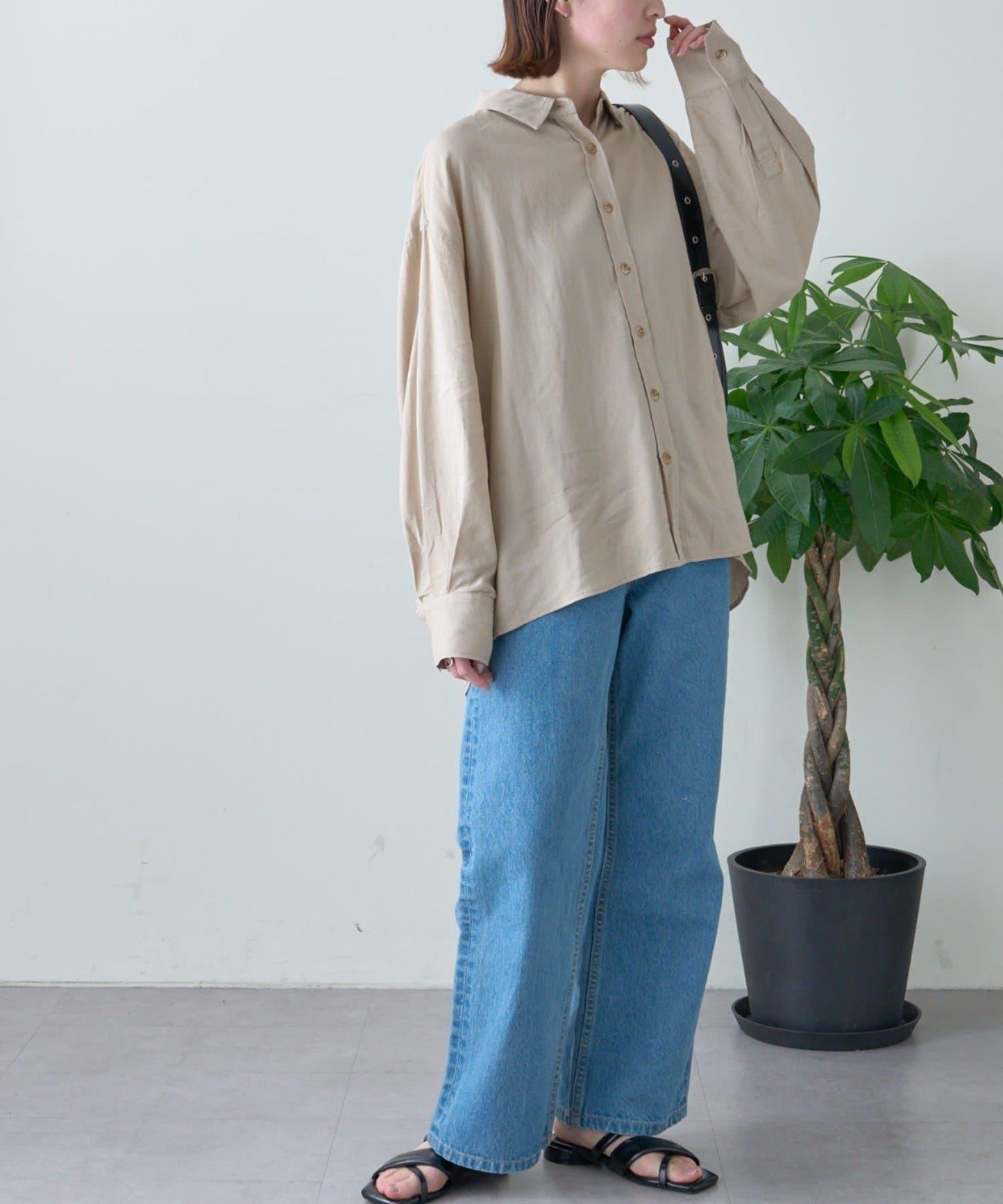 【限定】亞麻混紡常規襯衫