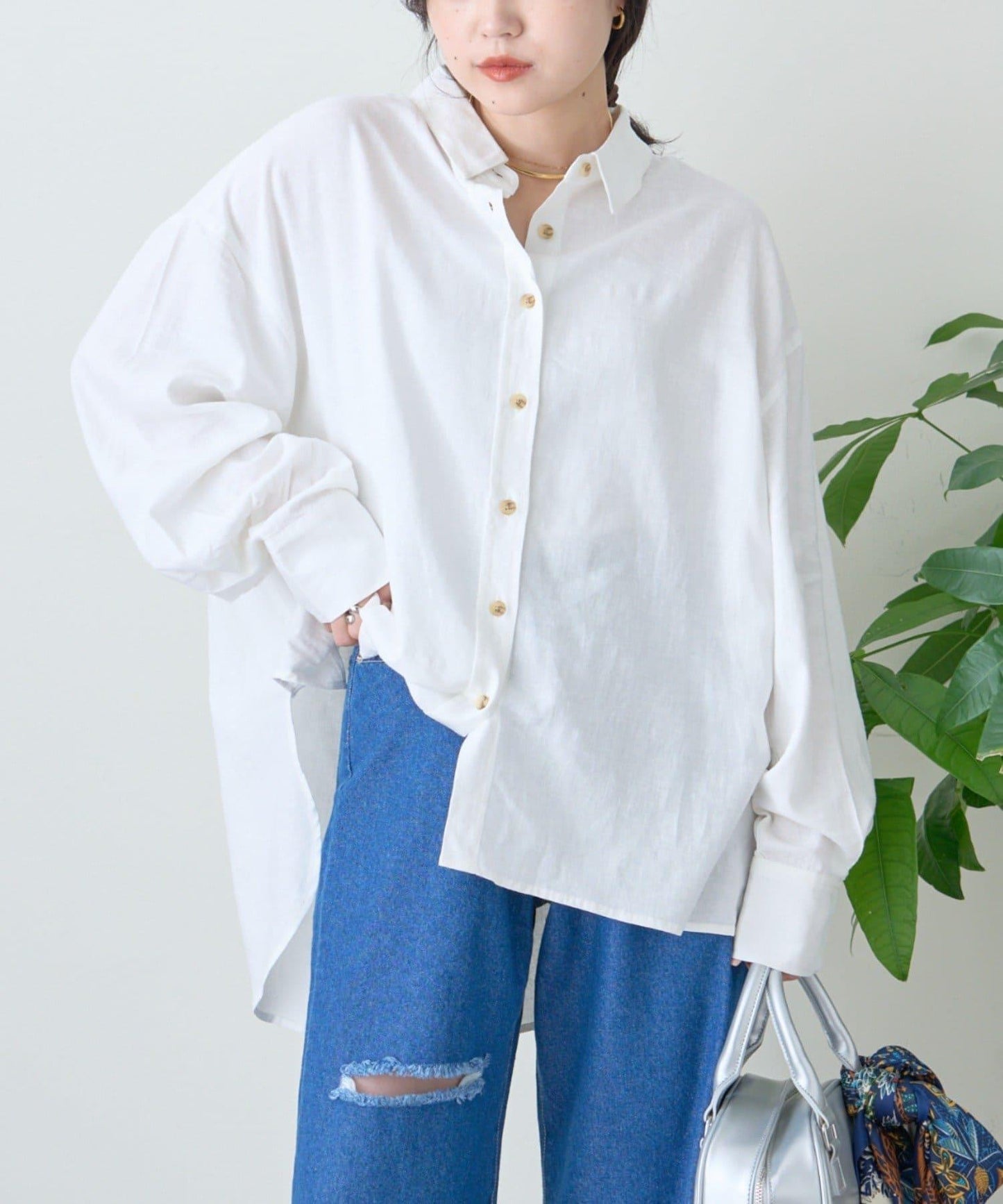 【限定】亞麻混紡常規襯衫