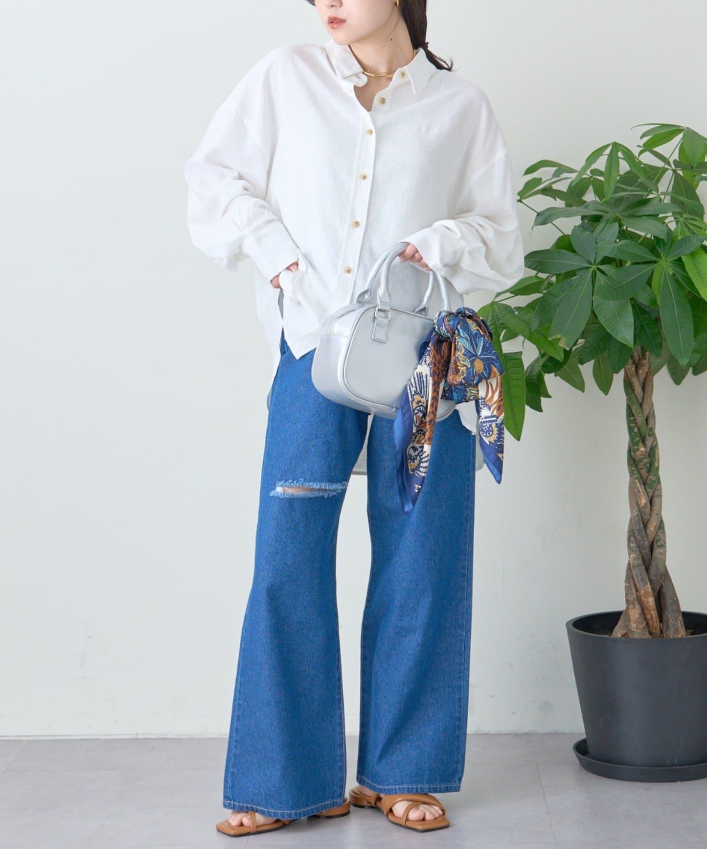【限定】亞麻混紡常規襯衫