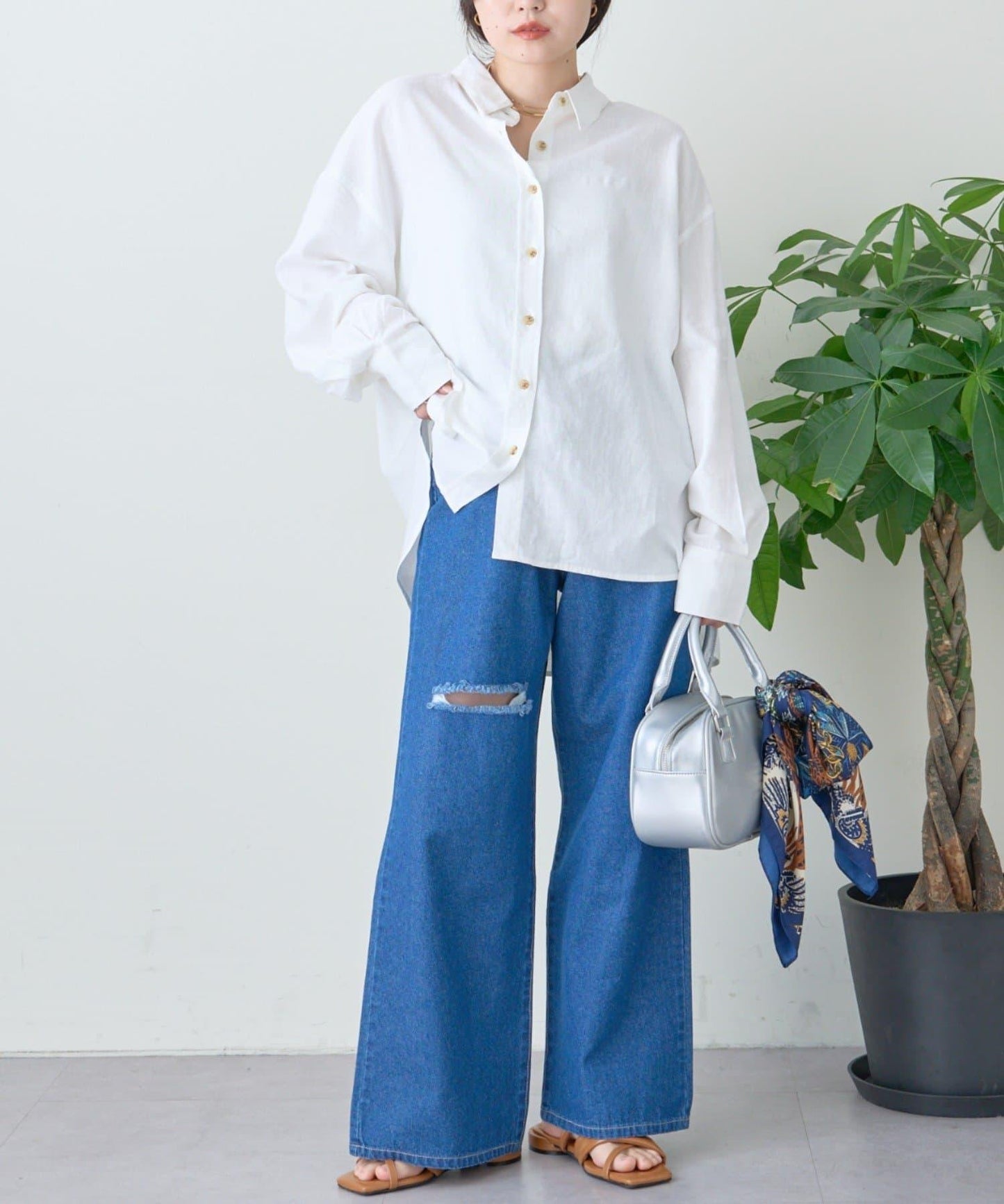 【限定】亞麻混紡常規襯衫