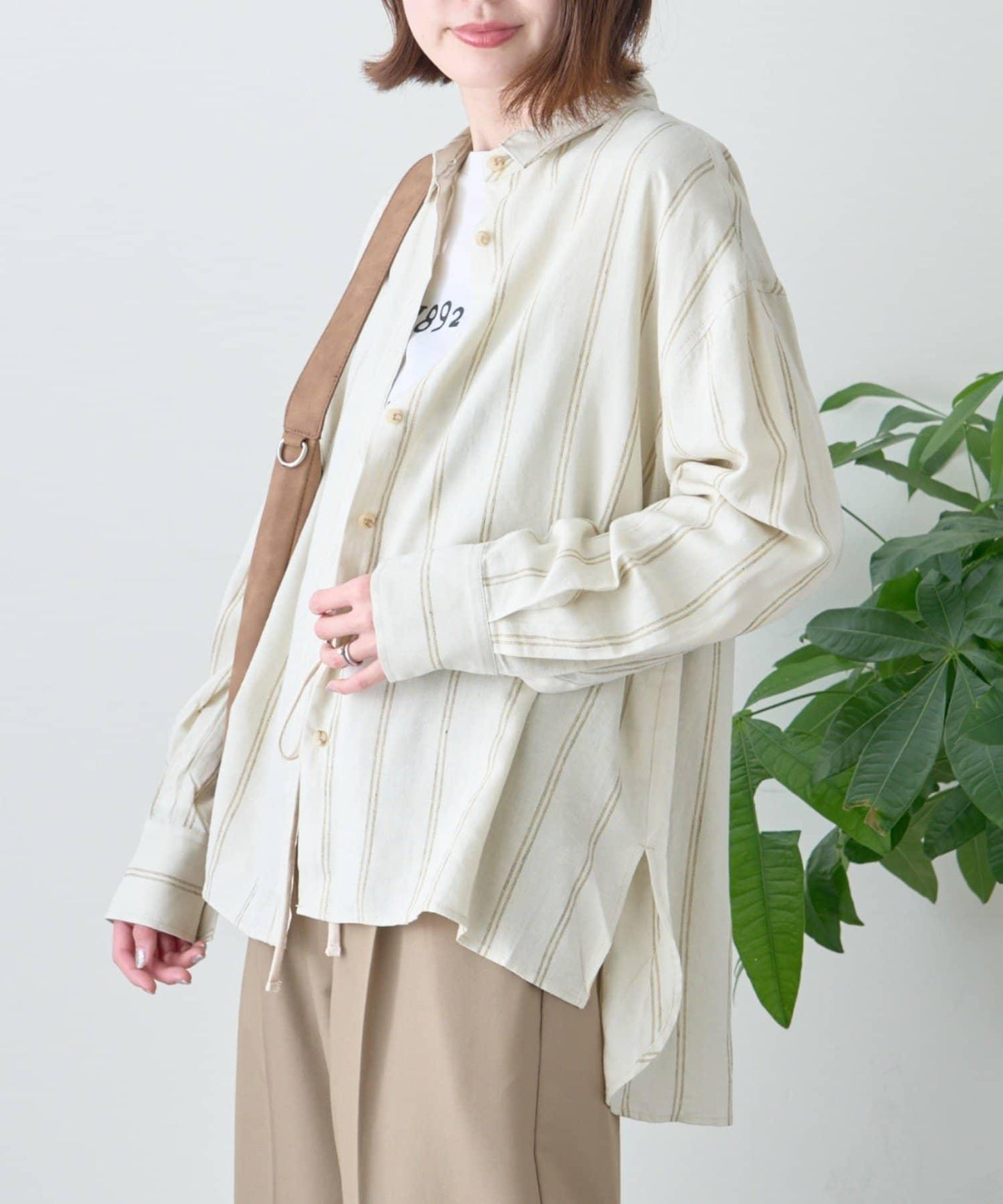 【限定】亞麻混紡常規襯衫