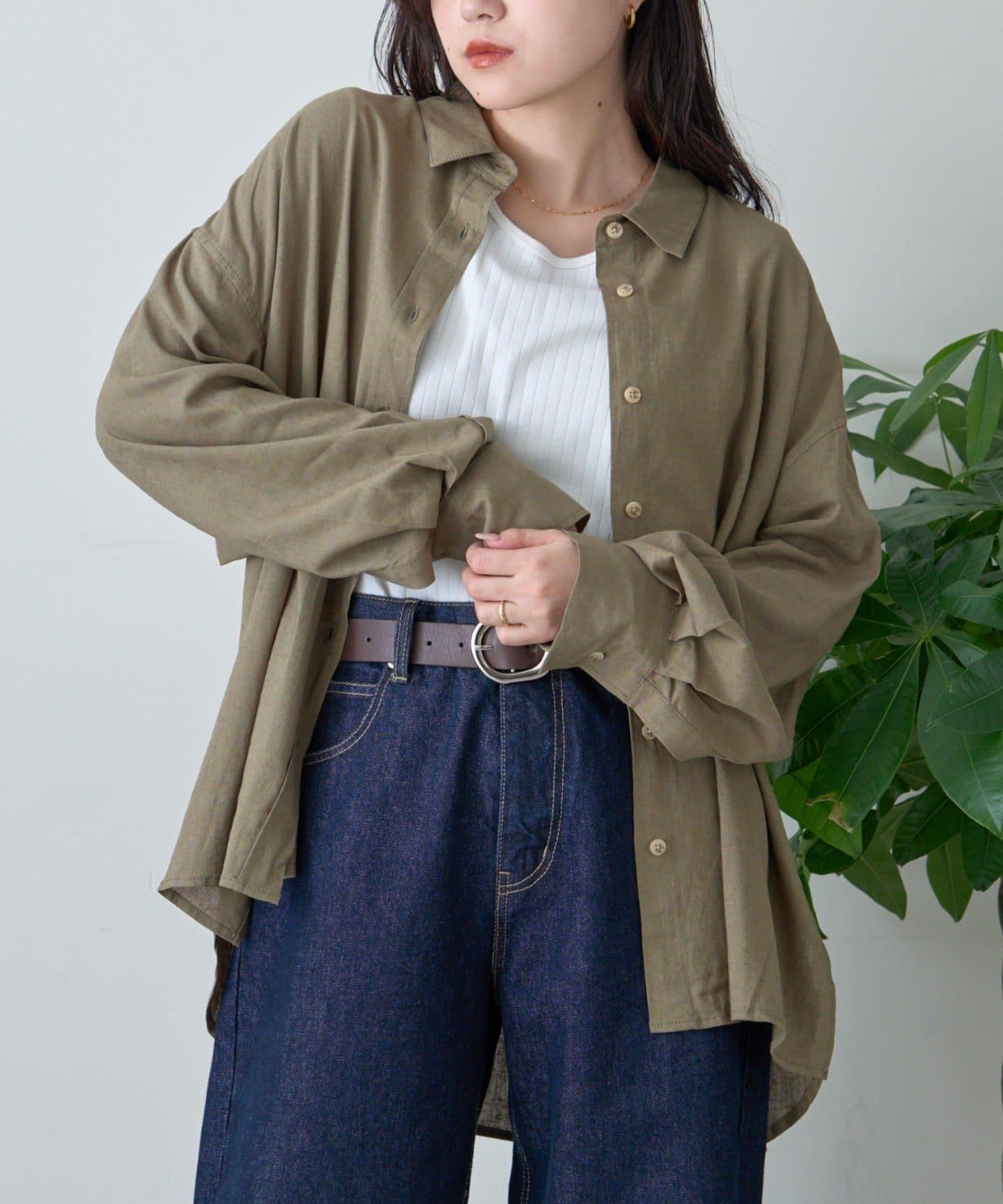 【限定】亞麻混紡常規襯衫
