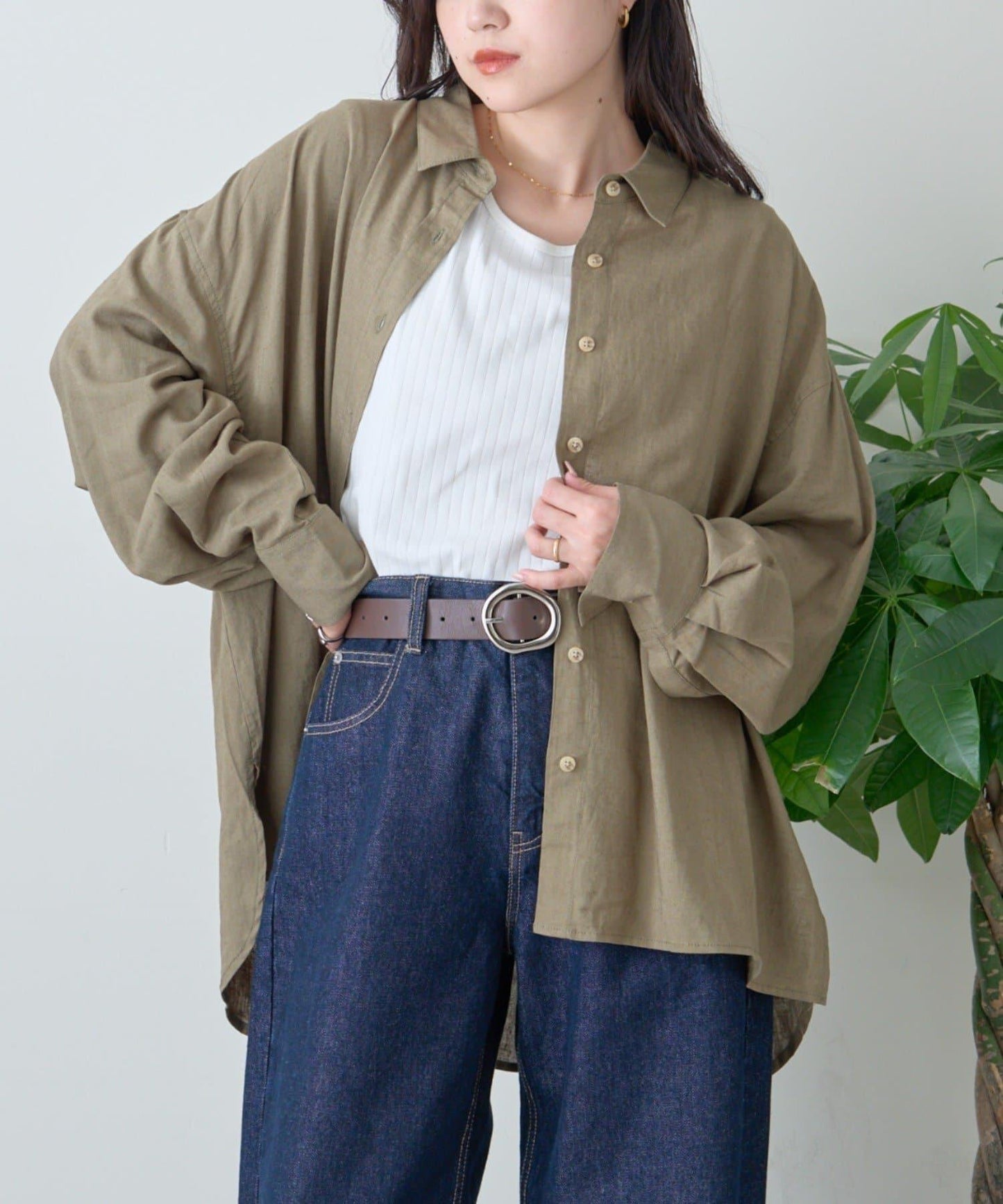 【限定】亞麻混紡常規襯衫