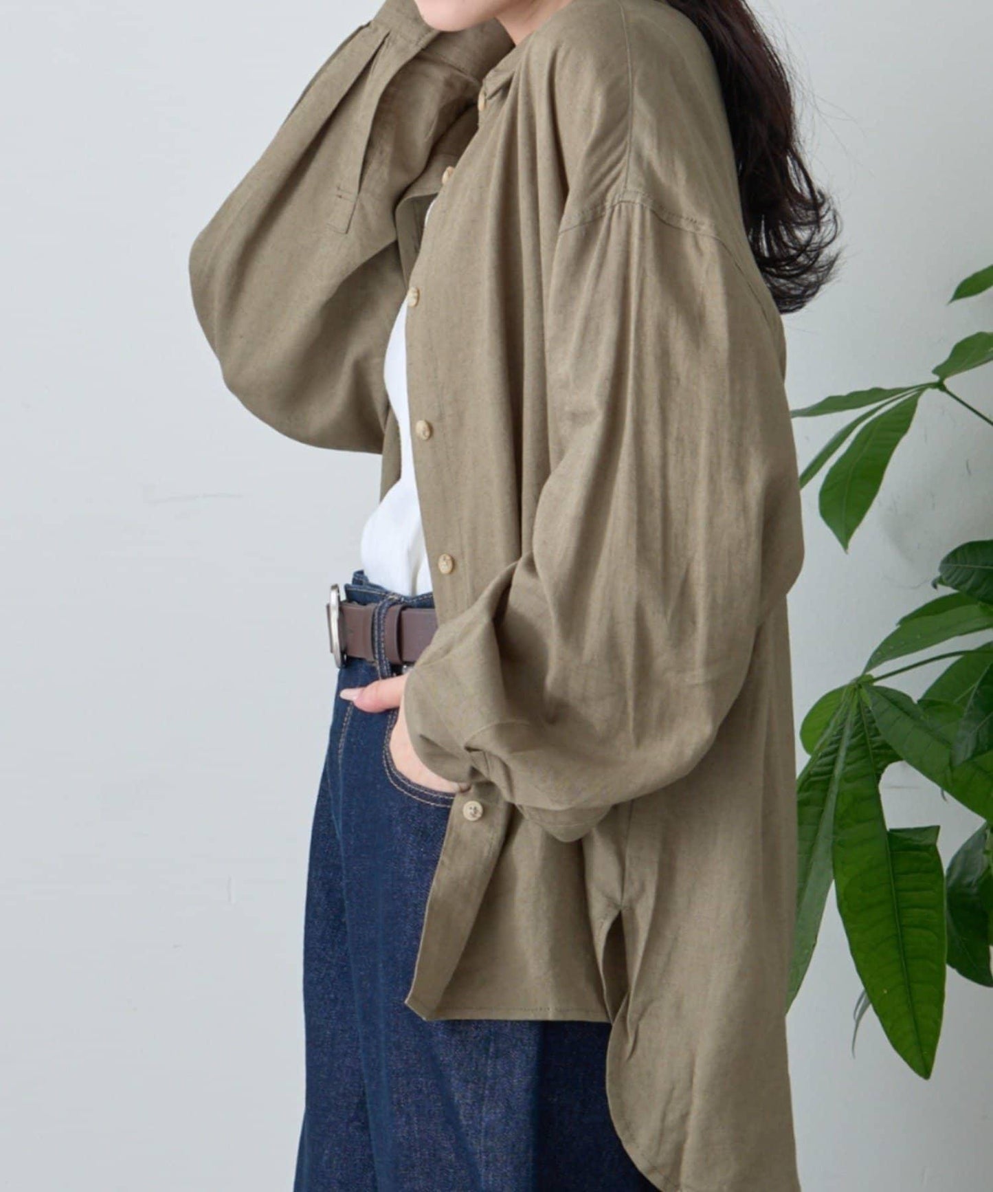 【限定】亞麻混紡常規襯衫