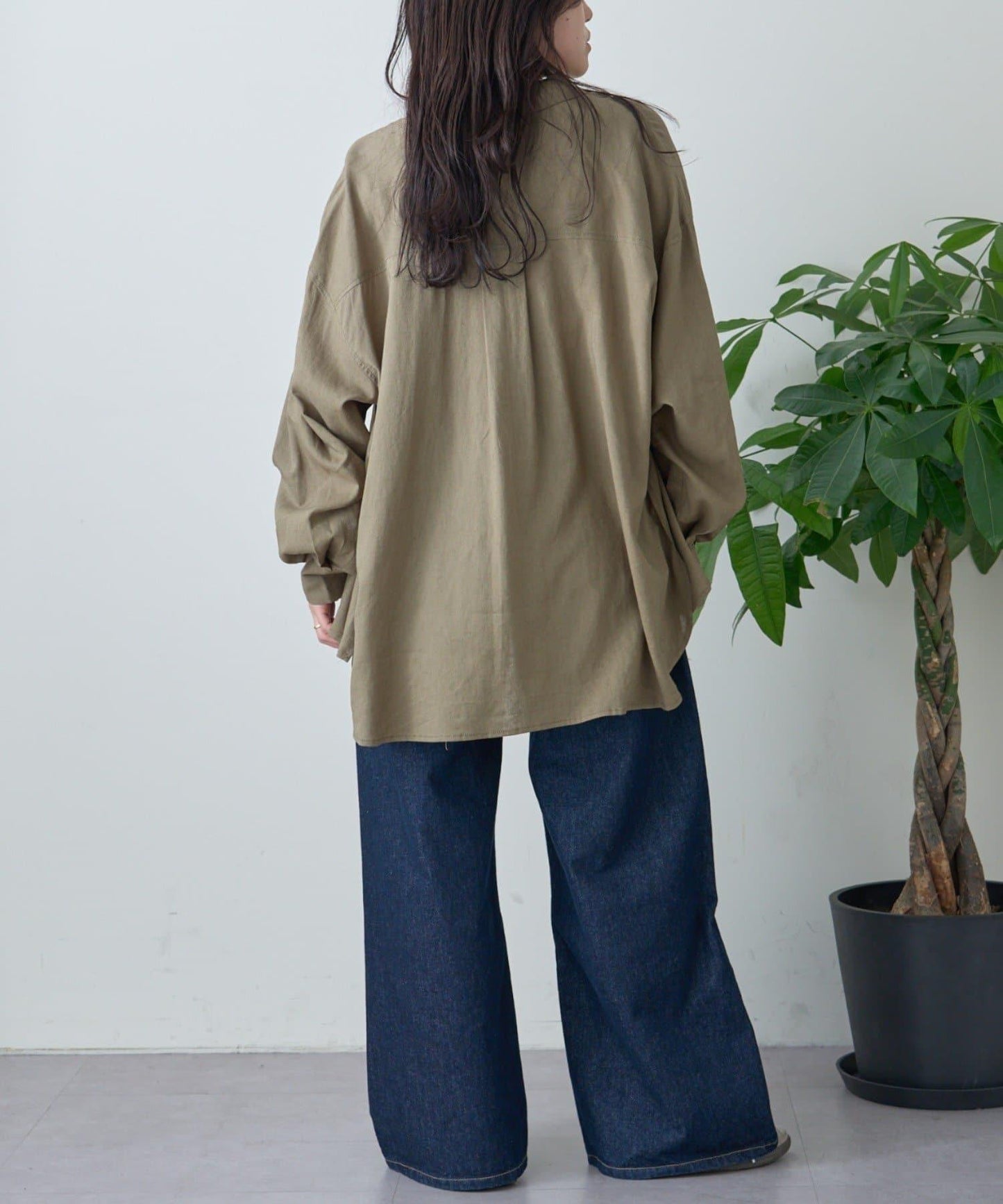 【限定】亞麻混紡常規襯衫