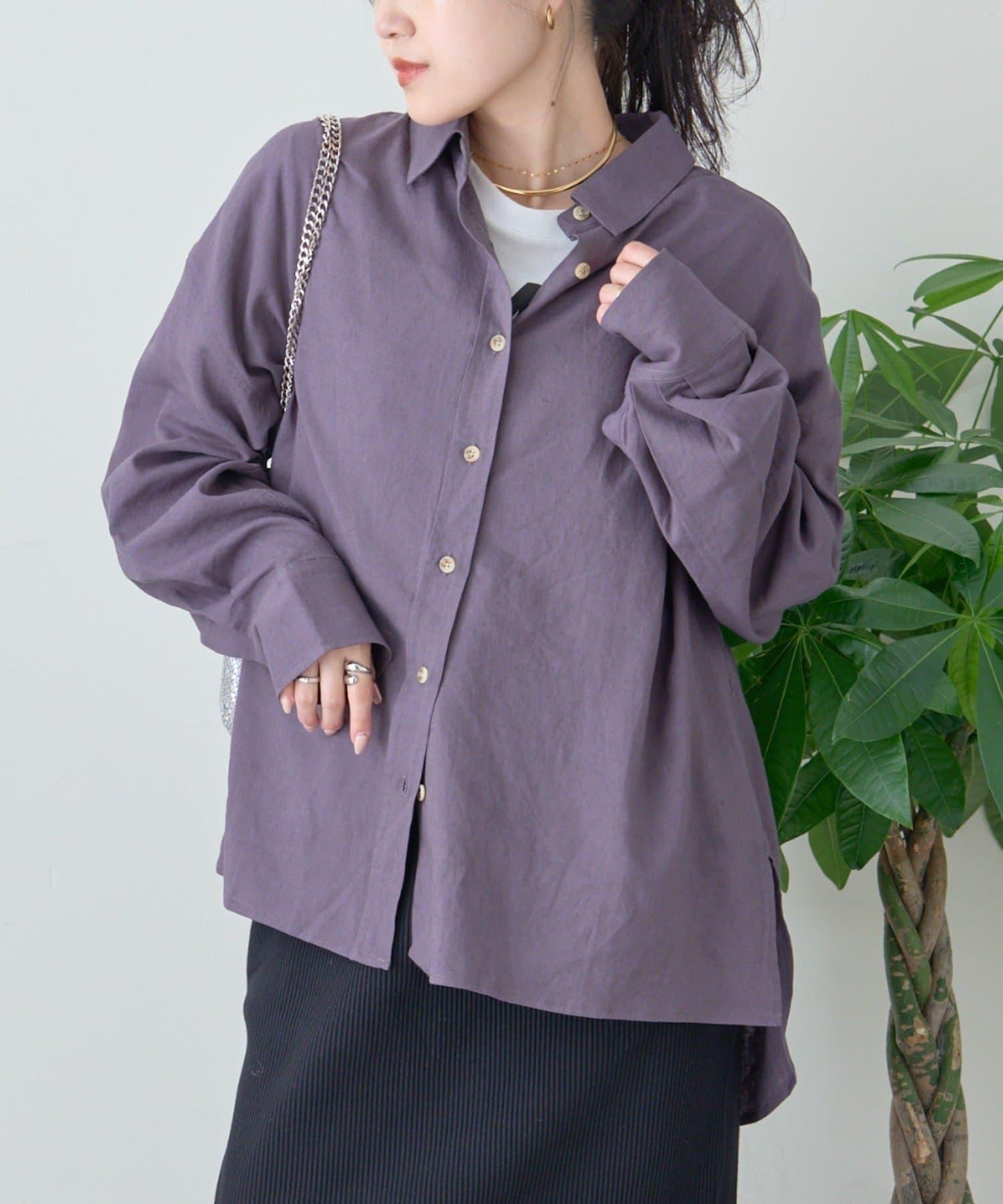 【限定】亞麻混紡常規襯衫