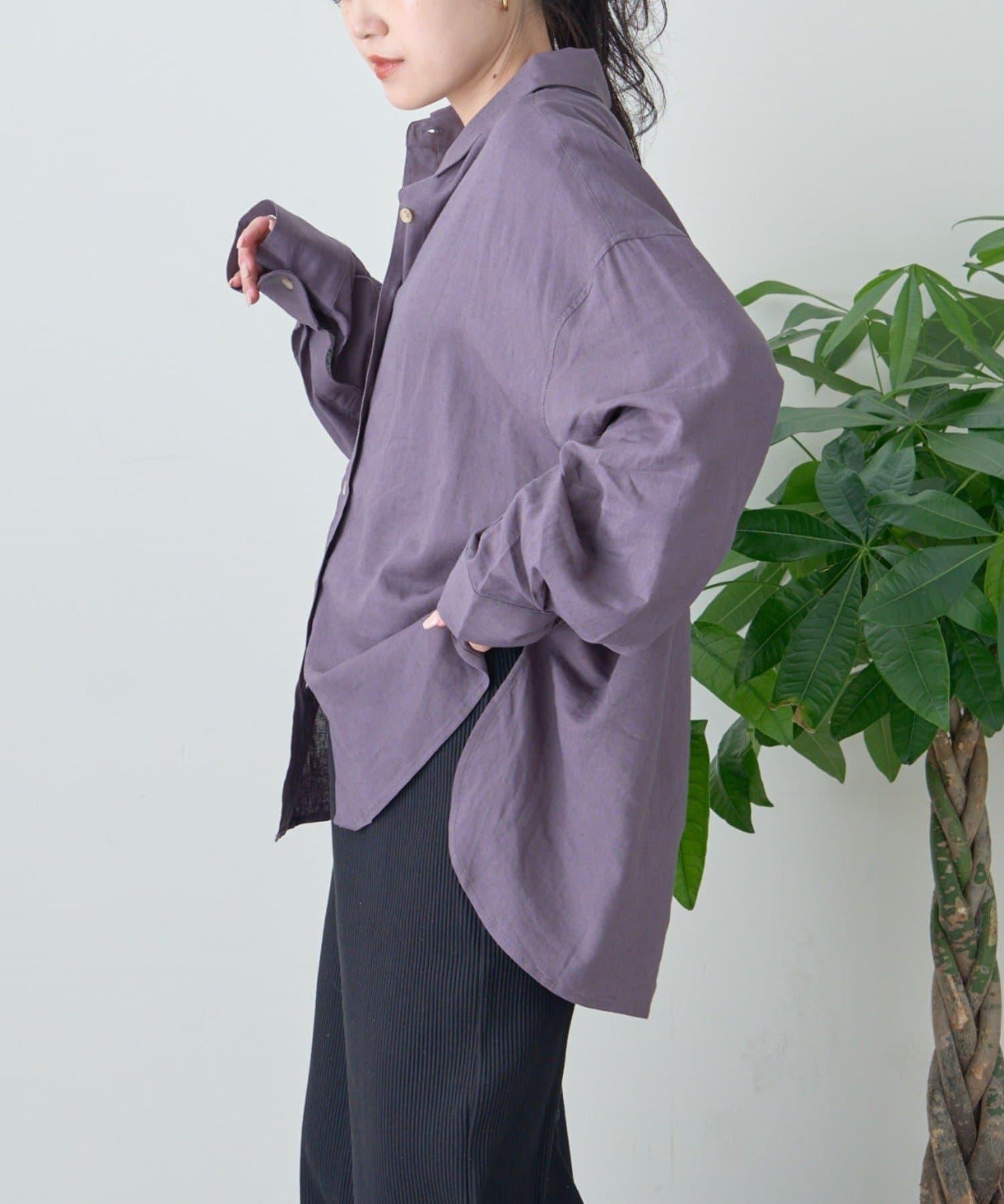 【限定】亞麻混紡常規襯衫