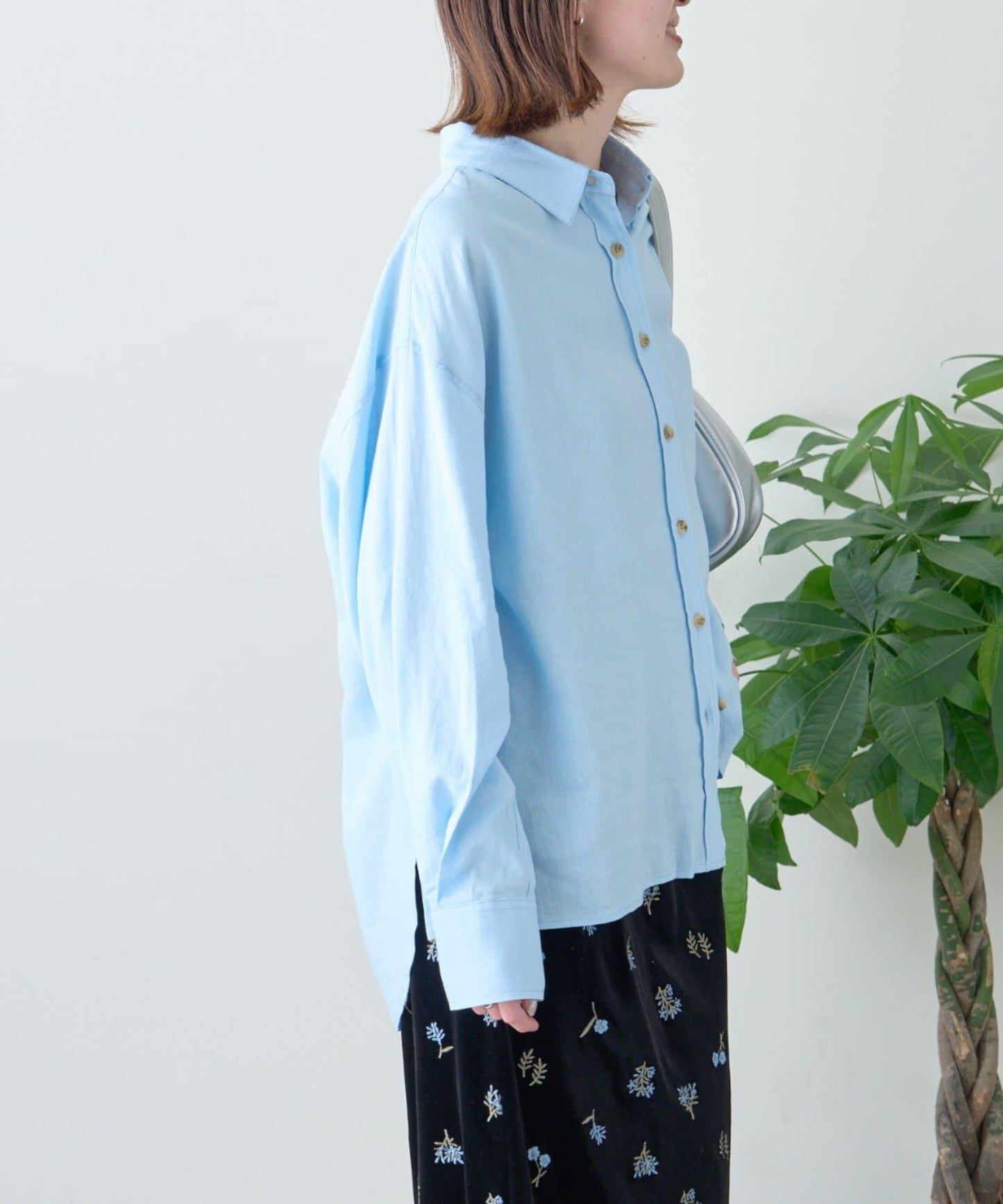 【限定】亞麻混紡常規襯衫