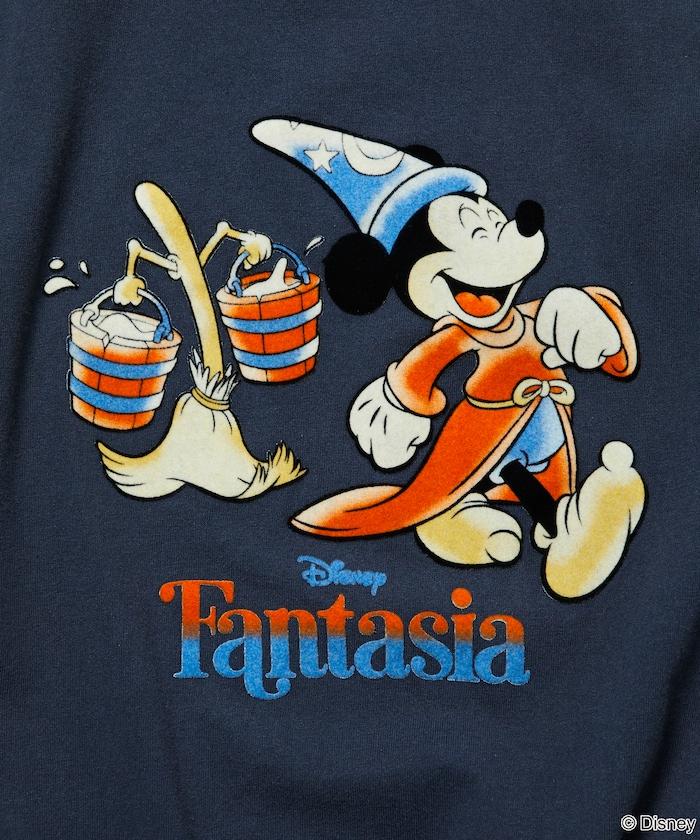 DISNEY/《迪士尼》/『幻想曲』/藍色/米奇老鼠/絨布印花 圓領T恤