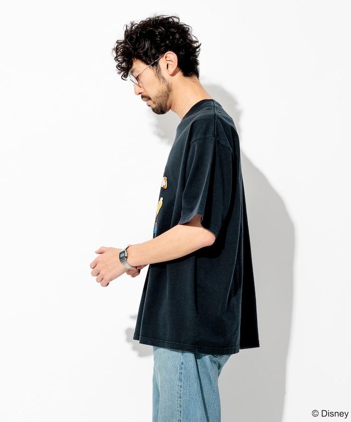 DISNEY/《迪士尼》/『幻想曲』/藍色/米奇老鼠/絨布印花 圓領T恤