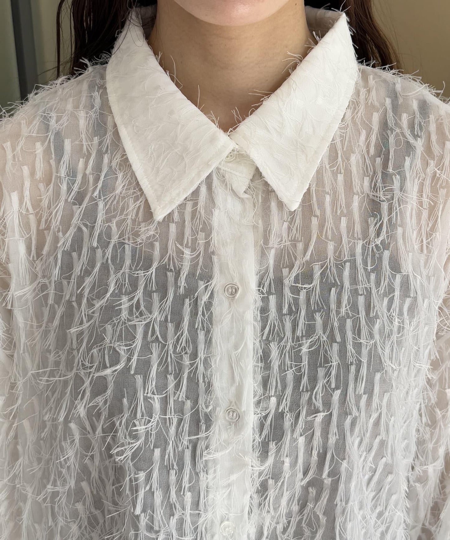 流蘇透視襯衫